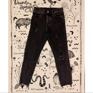 Levis Black Distressed Straight Jeans